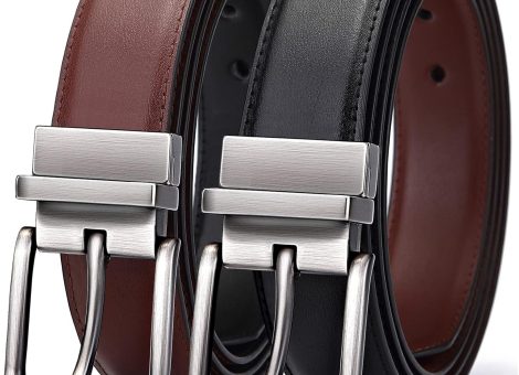 Men’s Belt,Reversible Belt 1.25″ For Gift Mens Casual Golf Dress pants shirts,One Reverse For 2 Sides