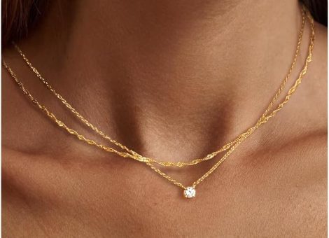Diamond Necklaces for Women, Dainty 14k Gold/Sterling Silver Choker Necklace Simple Gold Plated CZ Jewelry Necklaces for Women Trendy Gifts